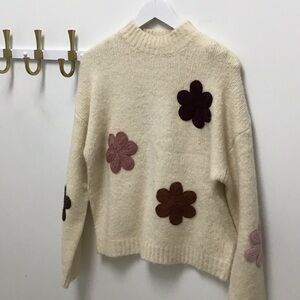 Floral Patterned Cream floral Sweater